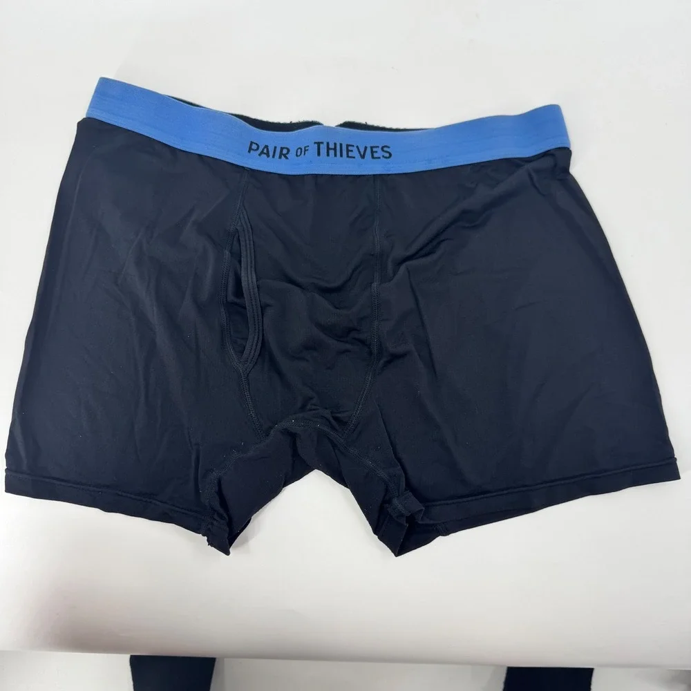 Pair of Thieves Men Black Boxer Briefs Athletic‎ Performance Stretch Size Large